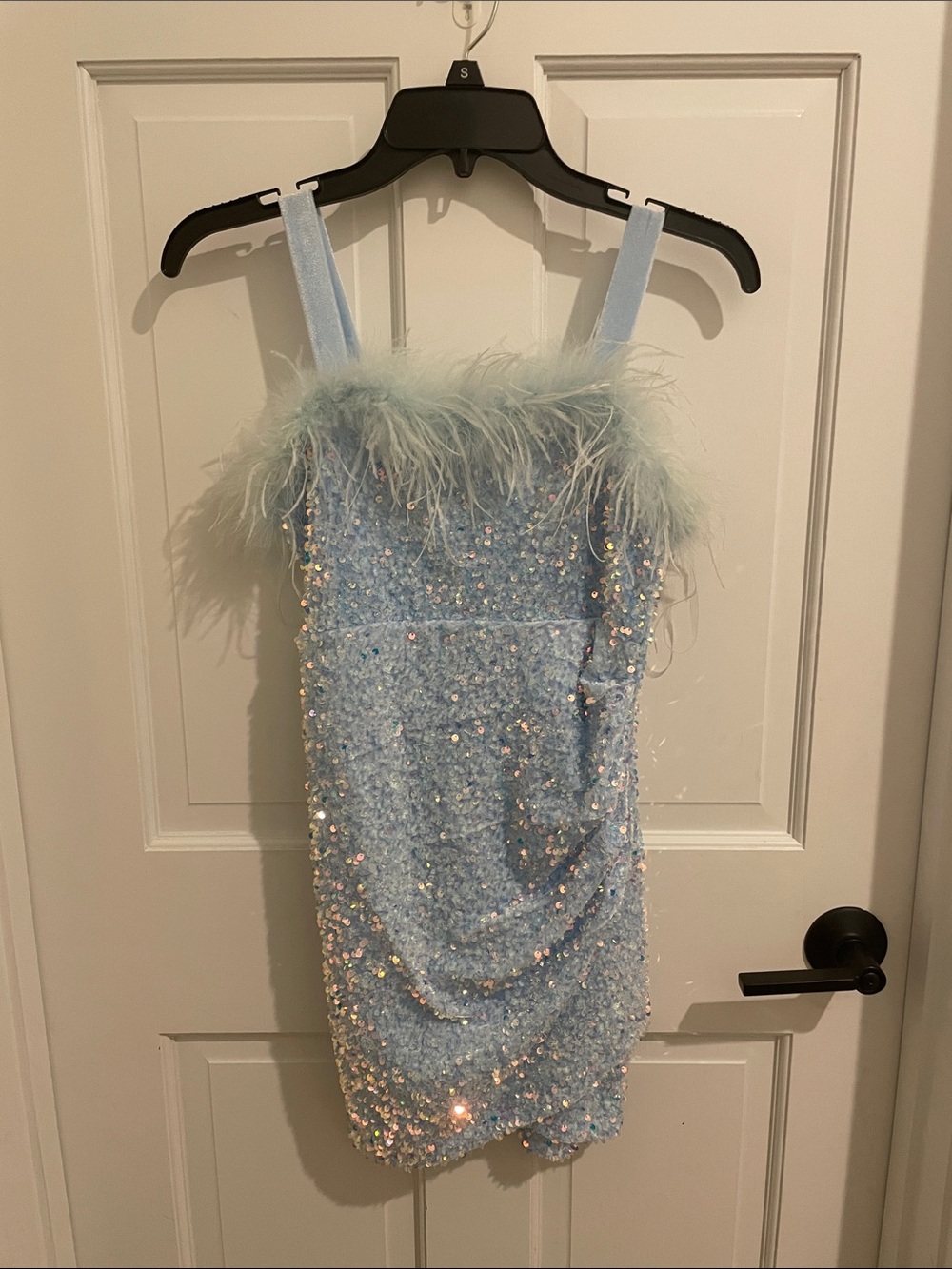 Light Blue Sequin & Feather-Trim Girls' Party Dress